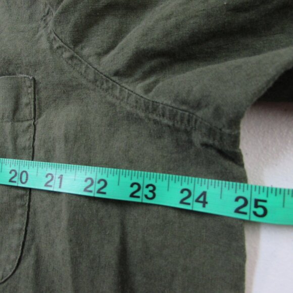 Liz Baker Woman Olive Green Linen/Cotton Button Down Top 1X - Picture 6 of 12